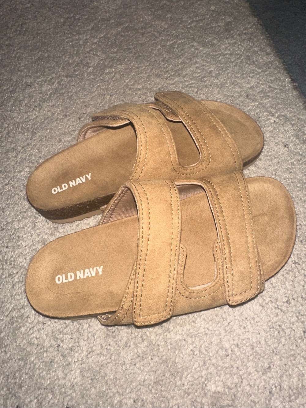 Old Navy Tan Suede Double-Strap Slides